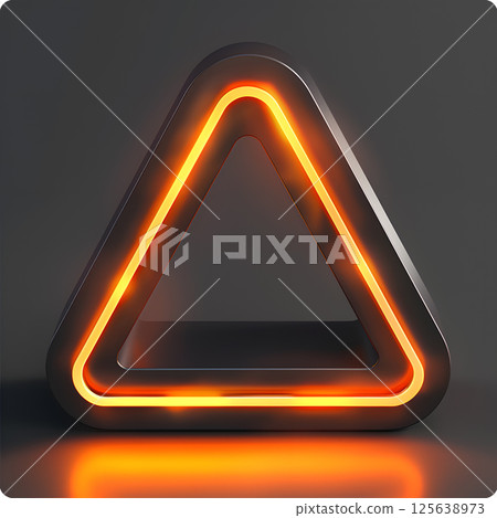 A triangle with a neon light inside, creating a vibrant signage display 125638973