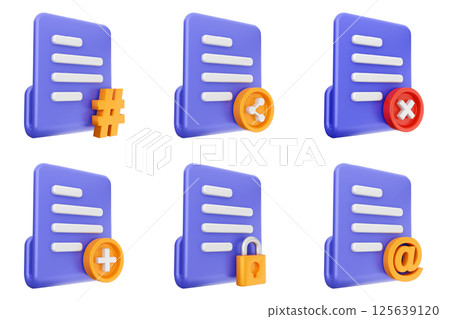 3d file icon set bundle data document 125639120