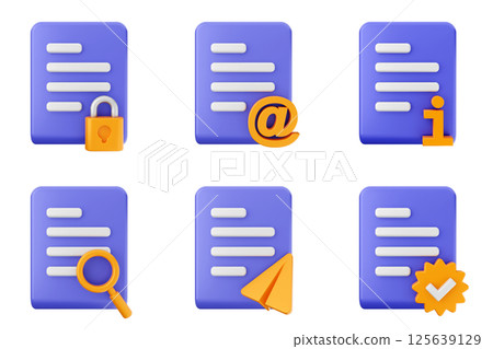 3d file icon set bundle data document 125639129