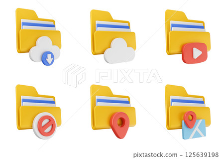 3d file folder document information archive icon set bundle 125639198