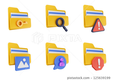 3d file folder document information archive icon set bundle 3d file folder document information archive icon set bundle 125639199