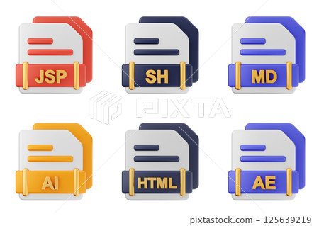 3d file format type icon set bundle jsp sh md ai html ae 125639219