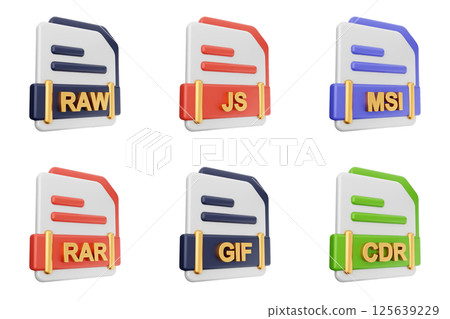 3d file format type icon set bundle raw js msi rar gif cdr 125639229