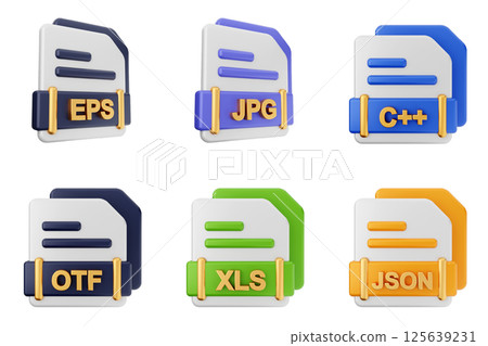 3d file format type icon set bundle eps jpg c plus otf xls json 125639231