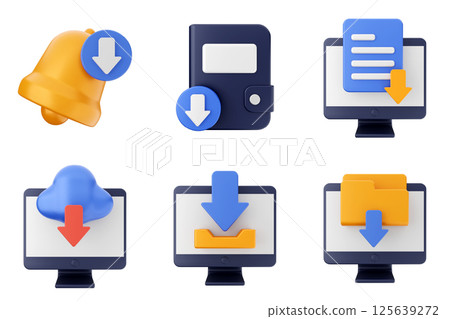 3d download data file media icon set bundle 125639272