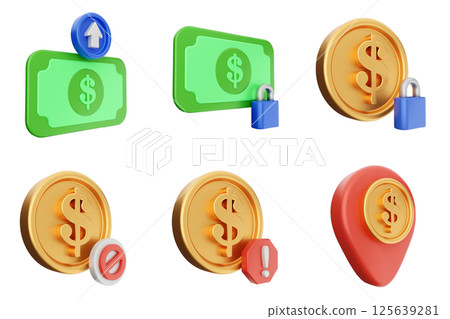 3d payment money finance transaction icon set bundle 125639281