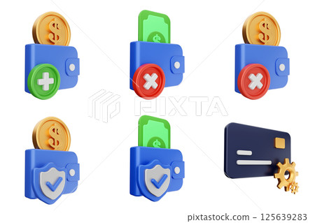 3d payment money finance transaction icon set bundle 125639283