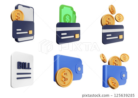 3d payment money finance transaction icon set bundle 3d payment money finance transaction icon set bundle 125639285