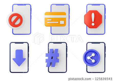 3d smartphone app icon set bundle 125639343