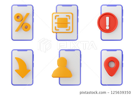 3d smartphone app icon set bundle 125639350