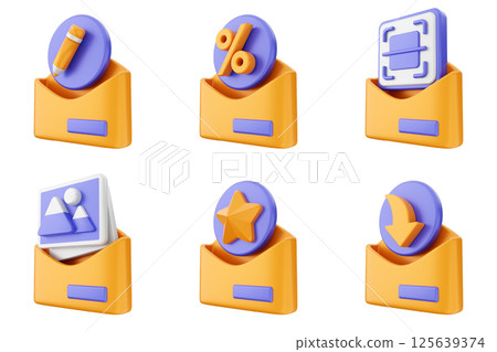 3d mail email message document envelope icon set bundle 3d mail email message document envelope icon set bundle 125639374