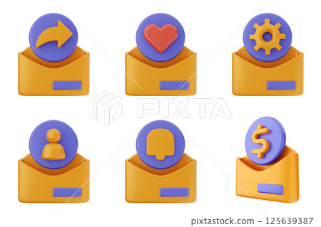3d mail email message document envelope icon set bundle 3d mail email message document envelope icon set bundle 125639387