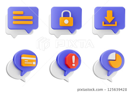 3d chat bubble message speech talk icon set bundle 125639428