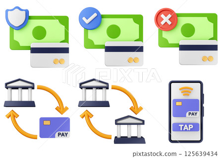 3d money payment transaction icon set bundle 3d money payment transaction icon set bundle 125639434