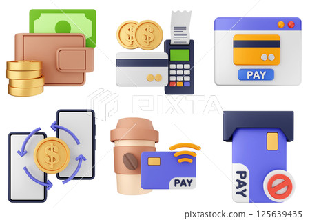 3d money payment transaction icon set bundle 3d money payment transaction icon set bundle 125639435
