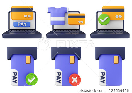 3d money payment transaction icon set bundle 125639436