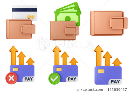 3d money payment transaction icon set bundle 125639437