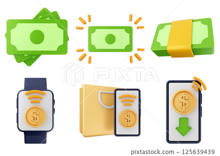 3d money payment transaction icon set bundle 125639439