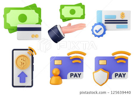 3d money payment transaction icon set bundle 125639440