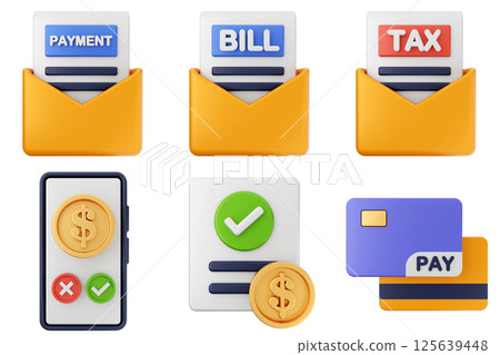 3d money payment transaction icon set bundle 3d money payment transaction icon set bundle 125639448