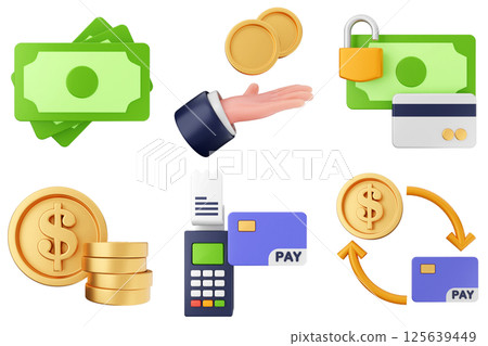 3d money payment transaction icon set bundle 3d money payment transaction icon set bundle 125639449
