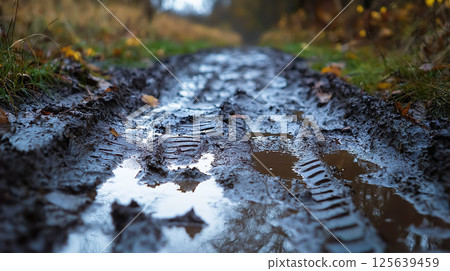 Close-up of a muddy road 125639459