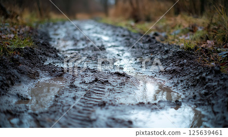 Close-up of a muddy road 125639461