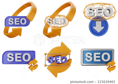 3d Search Engine Optimization icon set bundle 125639465