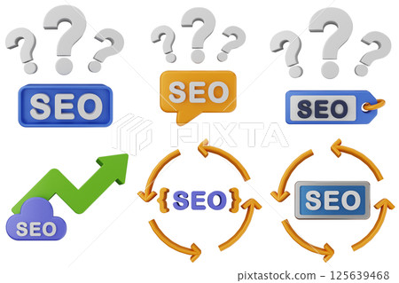 3d Search Engine Optimization icon set bundle 125639468