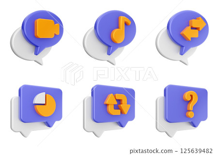 3d chat bubble message speech talk icon set bundle 125639482
