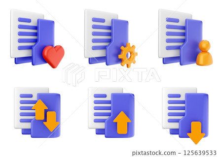 3d file folder document information archive icon set bundle 125639533