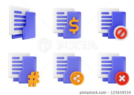 3d file folder document information archive icon set bundle 125639534