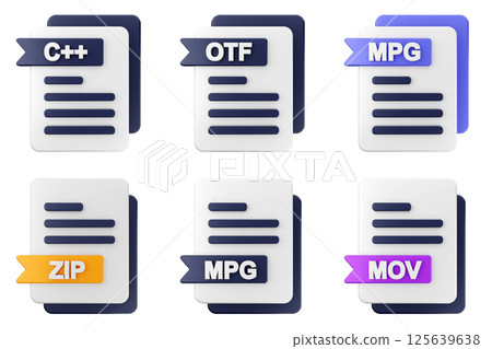 3d file format type icon set bundle 125639638