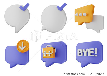 3d chat speech talk bubble icon illustration icon set bundle 3d chat speech talk bubble icon illustration icon set bundle 125639694