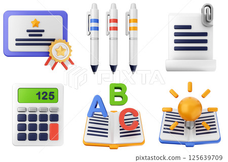 3d education icon set bundle 125639709