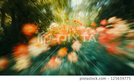 Beautiful blooming flowers create a vibrant garden atmosphere in daylight Beautiful blooming flowers create a vibrant garden atmosphere in daylight 125639775