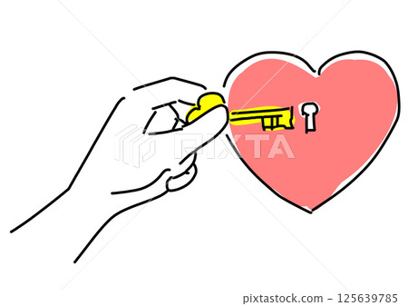 Mental health, heart shaped key to open the door to your mind 125639785