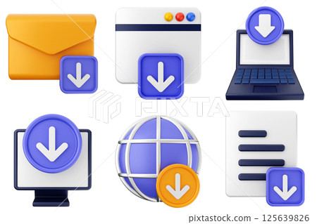 3d download data media icon set bundle 125639826