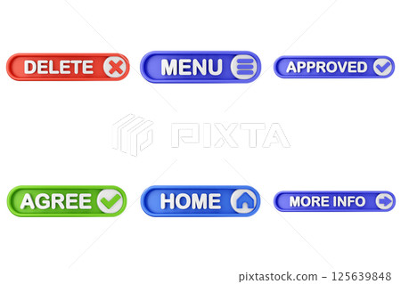 3d text box click button icon set bundle 125639848