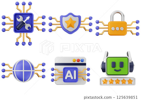 3d artificial intelligence icon set bundle 3d artificial intelligence icon set bundle 125639851