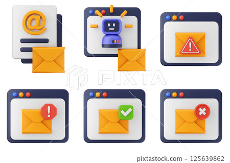 3d mail email message chat envelope icon set bundle 125639862