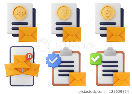 3d mail email message chat envelope icon set bundle 125639864