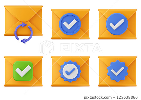 3d mail email message chat envelope icon set bundle 125639866