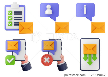3d mail email message chat envelope icon set bundle 3d mail email message chat envelope icon set bundle 125639867