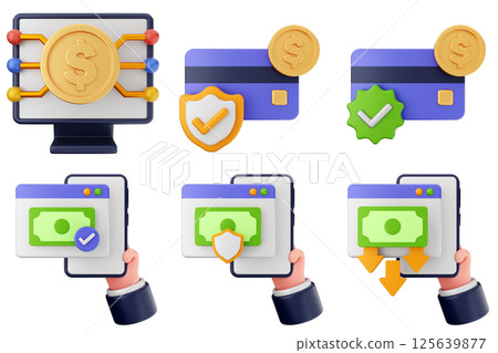 3d payment money icon set bundle 125639877