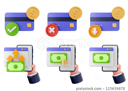 3d payment money icon set bundle 125639878
