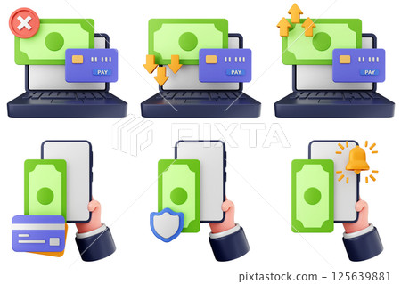 3d payment money icon set bundle 125639881