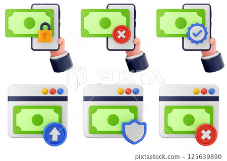 3d payment money icon set bundle 125639890