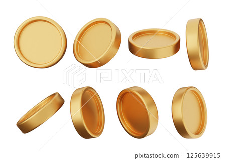 3d coins gold icon illustration 125639915