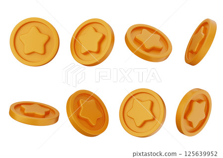 3d coins gold icon illustration 125639952